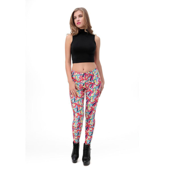 Färgglada Leggings med Pennor MultiColor L
