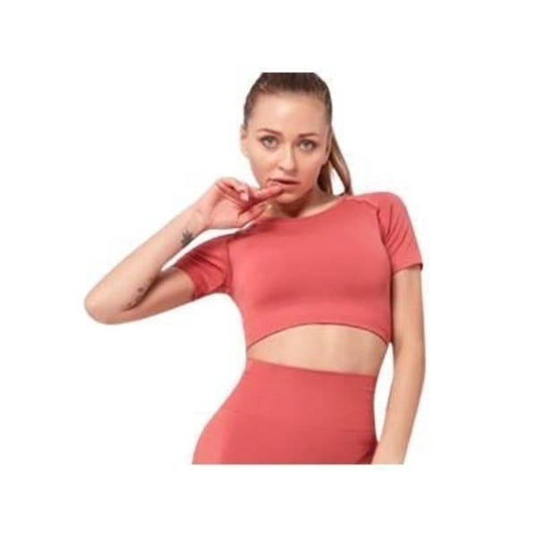 Rød crop top sømløs med luftig ryg Red M