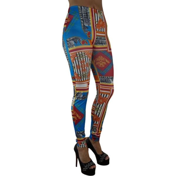 Kuviolliset leggingsit, joissa on jäykkä kuviointi Multicolor one size