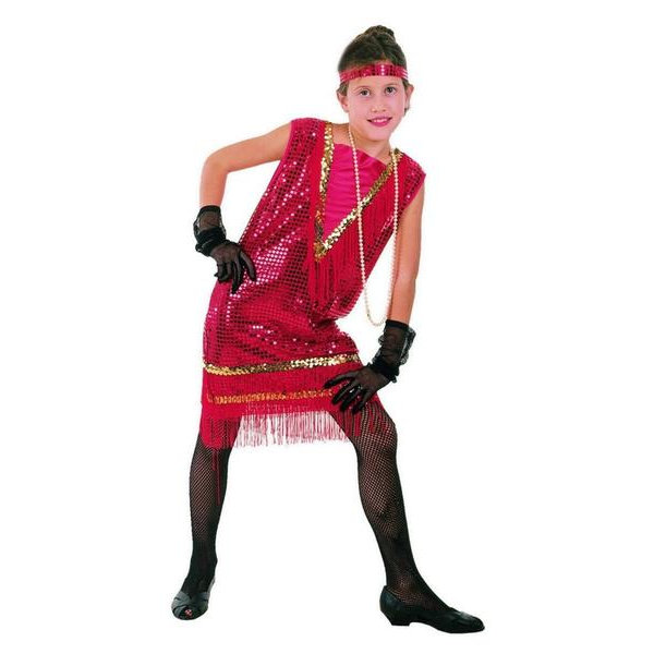 Flapper Röd Glittrig Paljettklänning barn Maskeraddräkt Red 128