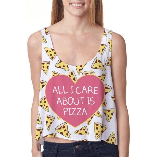 Allt jag bryr om är Pizza Crop Topp White XL