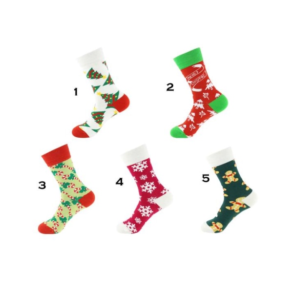Julstrumpor Trendiga Färgglada sockar 5 olika motiv Pepparkaka MultiColor one size