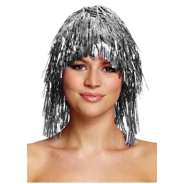 Glitterperuk Maskerad Silver one size