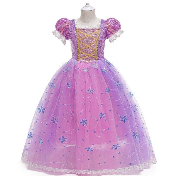 Prinsesse kjole Rapunzel Frost Elsa Anna Maskerade kostume Purple 140