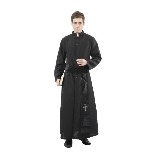 Katolsk præst maskerade kostume Halloween Black one size