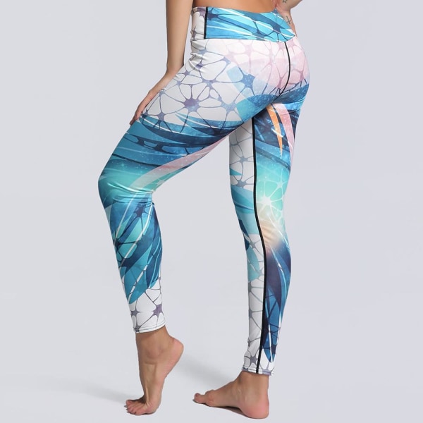 Blå Grön Mönstrade Leggings multifärg S
