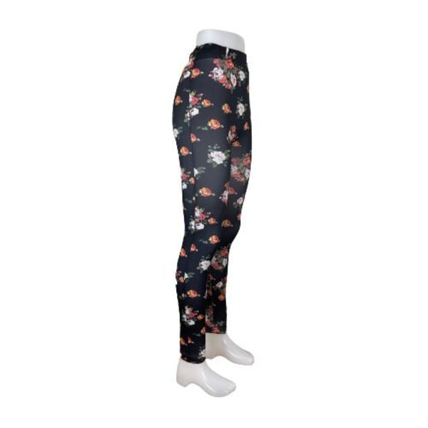 Svarta Leggings med Blommor Black one size