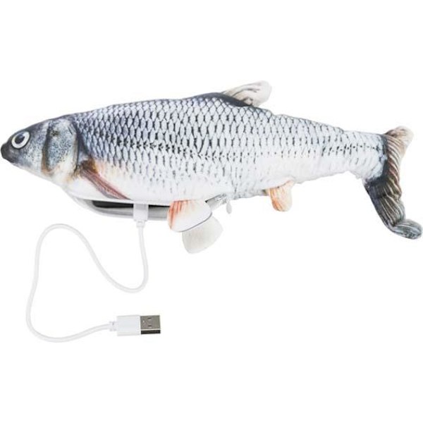 Interaktiv Katt Hund Aktivitets Leksak Sprattlande fisk Silver one size