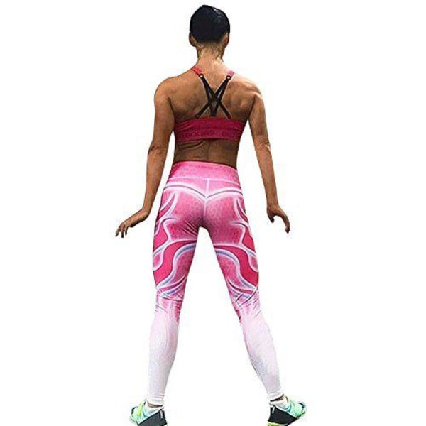 Rosa Yoga Leggings med Flammor Pink S