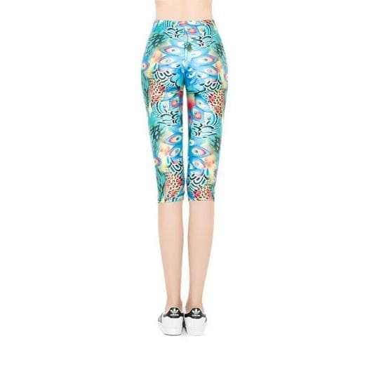 Blå Mönstrade Capri Leggings multifärg L