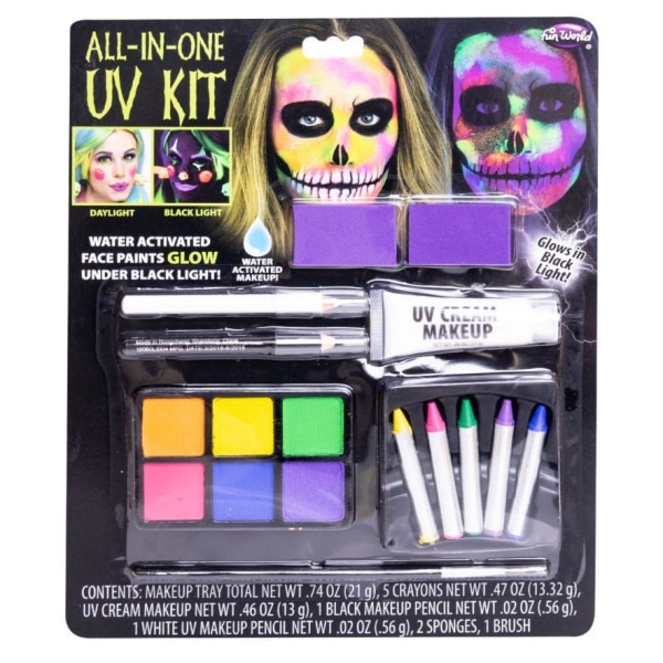 Make-up sæt UV Alt i én Halloween make-up Multicolor one size