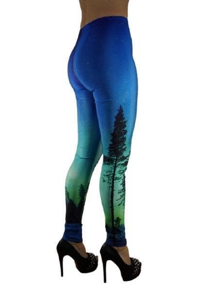 Blå gröna träd Leggings Blå M