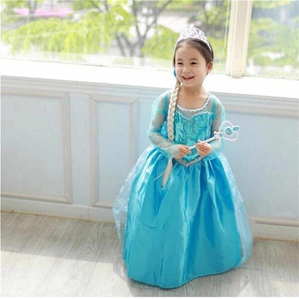 Prinsesse kjole Elsa Frost Blue 140