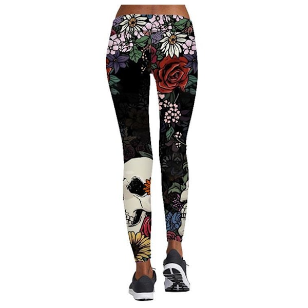 Blommor och Dödskallar Leggings multifärg XL