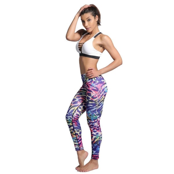 Färgglada Djurmönstrade Yoga Leggings Multicolor XXL