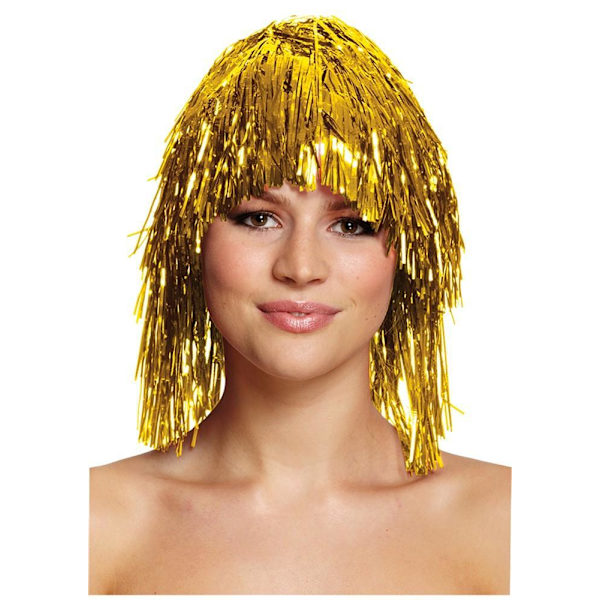 Glitterperuk Maskerad Gold one size
