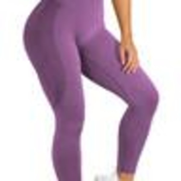 Mørk lilla strømpebukser Sømløse leggings med høj talje Dark purple S