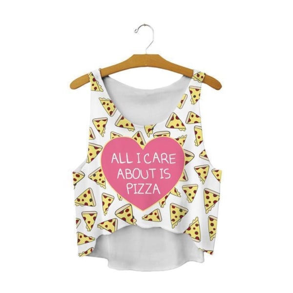 Allt jag bryr om är Pizza Crop Topp White XL