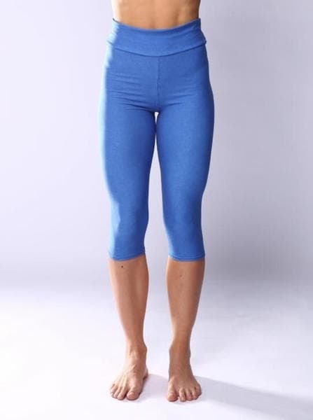 Blå capri leggings i mjukt borstat material S/M Blå S/M