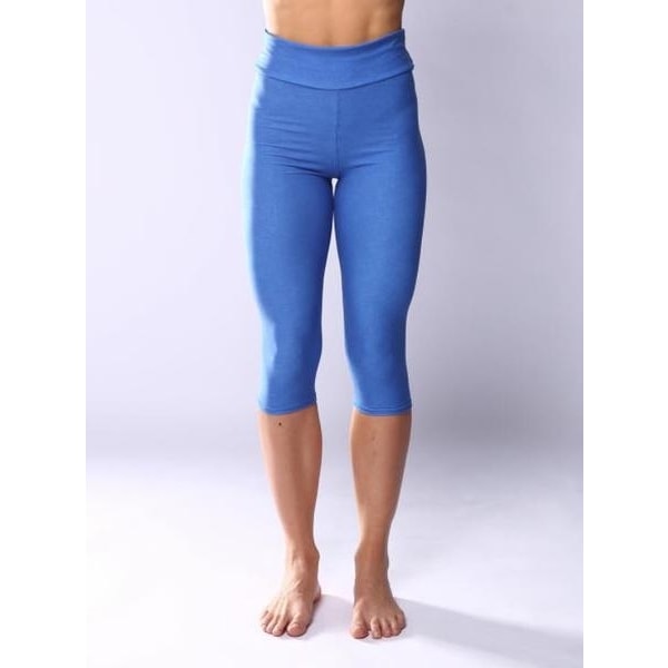 Blå capri leggings i mjukt borstat material S/M Blue S/M