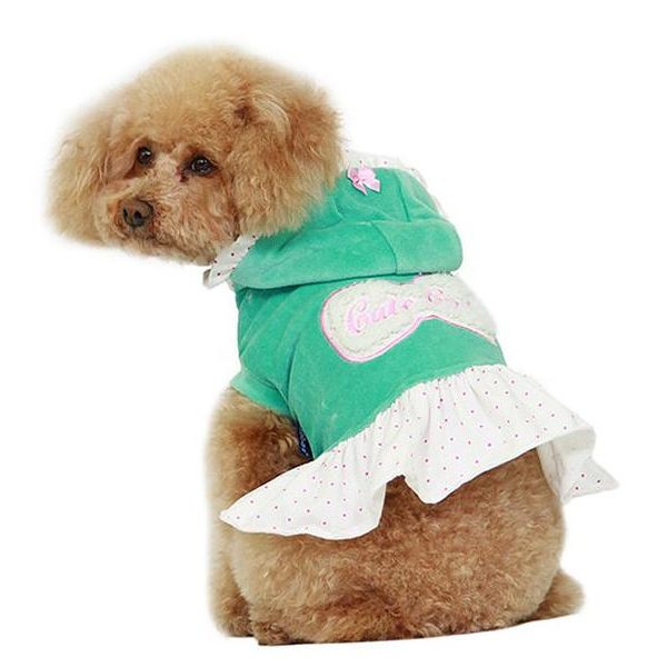 HundKlänning i sammet Hundtröja Hundkläder Green XL