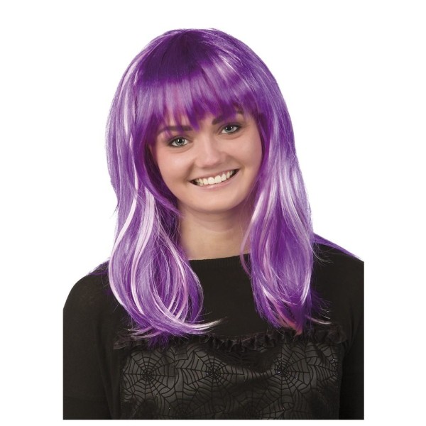 Pitkä violetti peruukki Naamioitu Halloween Purple one size
