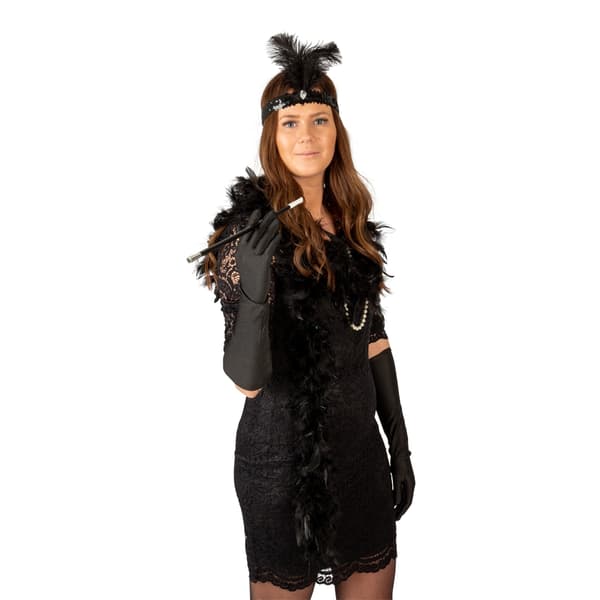 Flapper Tillbehörsset 5 delar Halloween Maskerad Black one size