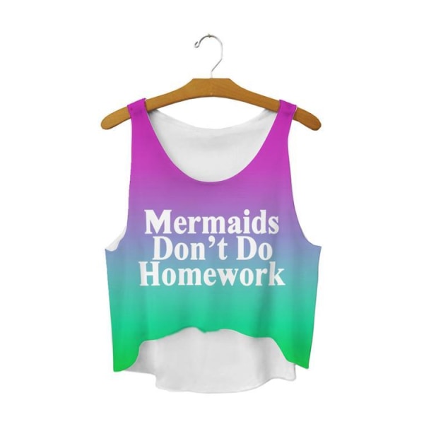 Mermaids Don't do Homework Crop Top MultiColor S