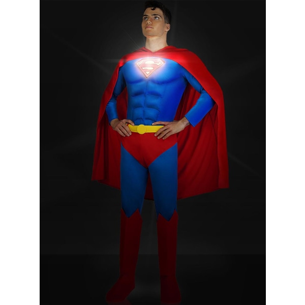 Superman med Ljus och Muskler Maskeraddräkt Multicolor M