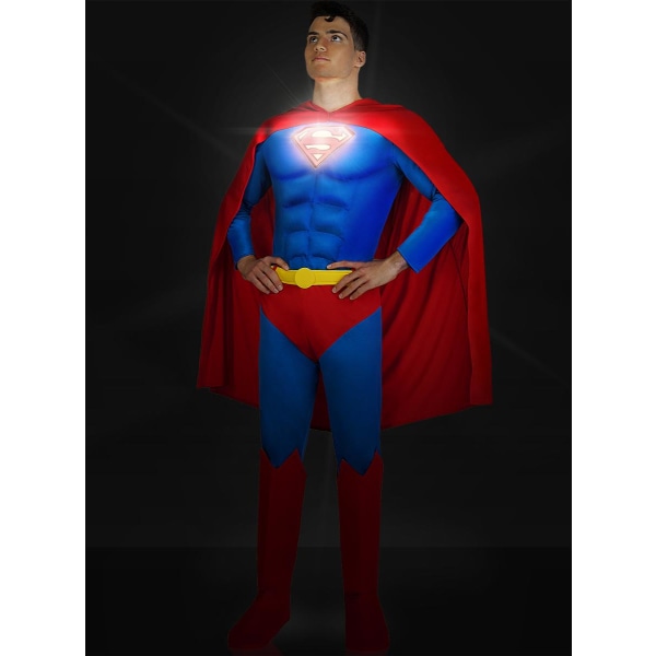 Superman med Ljus och Muskler Maskeraddräkt multifärg M