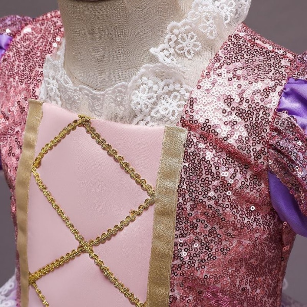 Anna prinsessekjole med dekorationer og blonder Purple 110