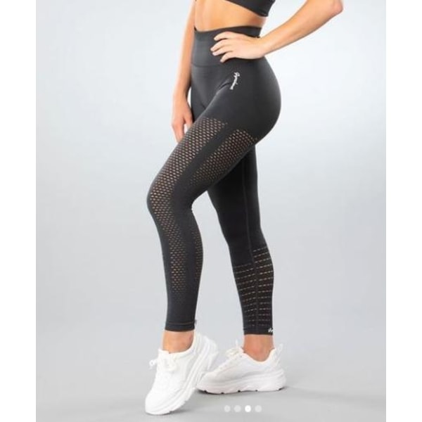 Mörkgrå Seamless Tights Leggings Mesh Gymshout Large Dark grey L