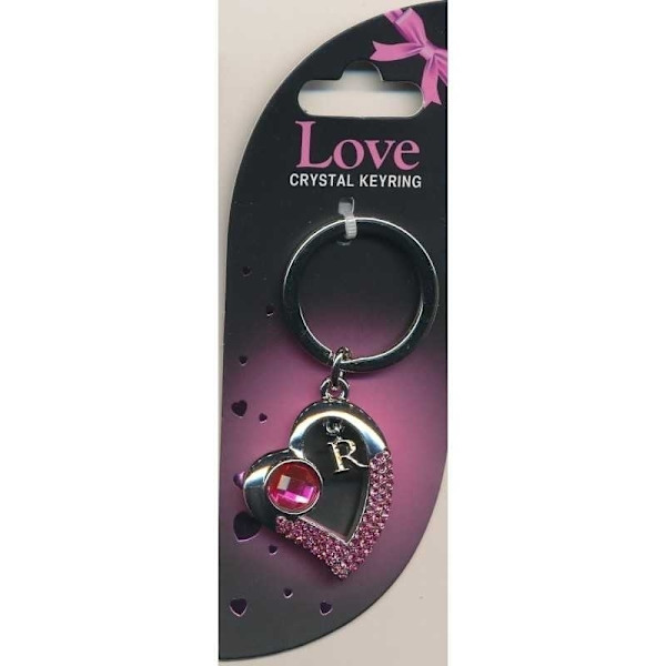 Crystal Keyring Love Hjärta med kristaller Pink one size