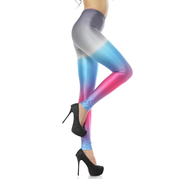 Grå Rosa Blå Melerade Leggings Multicolor M