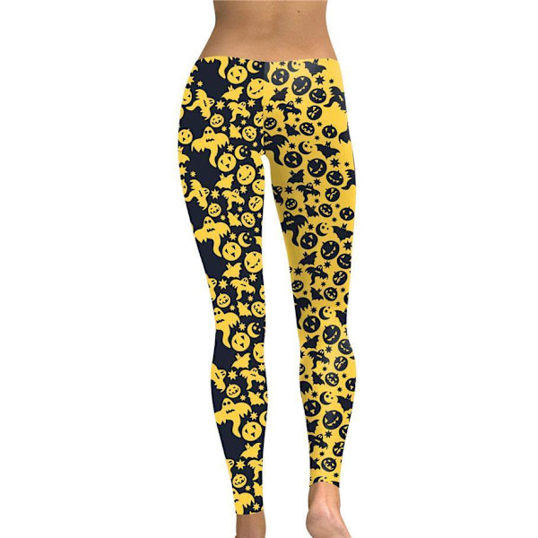 Svart Gula Leggings med figurer Black S
