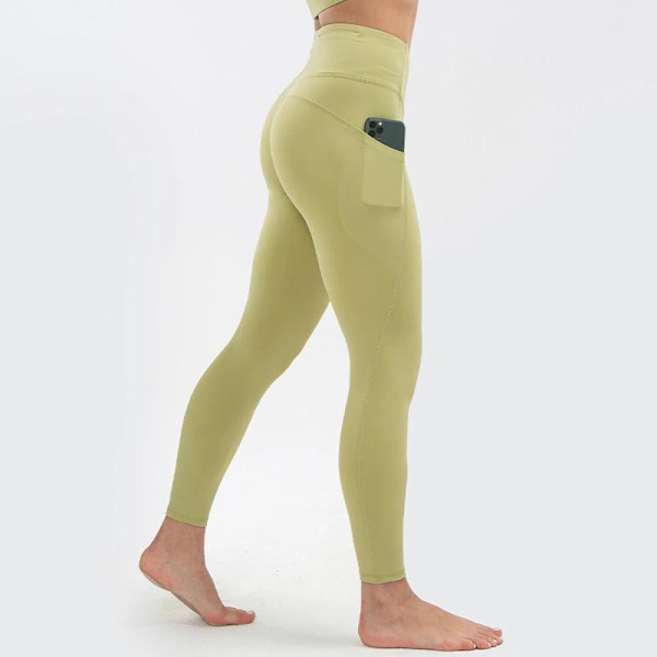 Leggings med Hög Midja och Fickor Grön Blågrå Svart Green XL