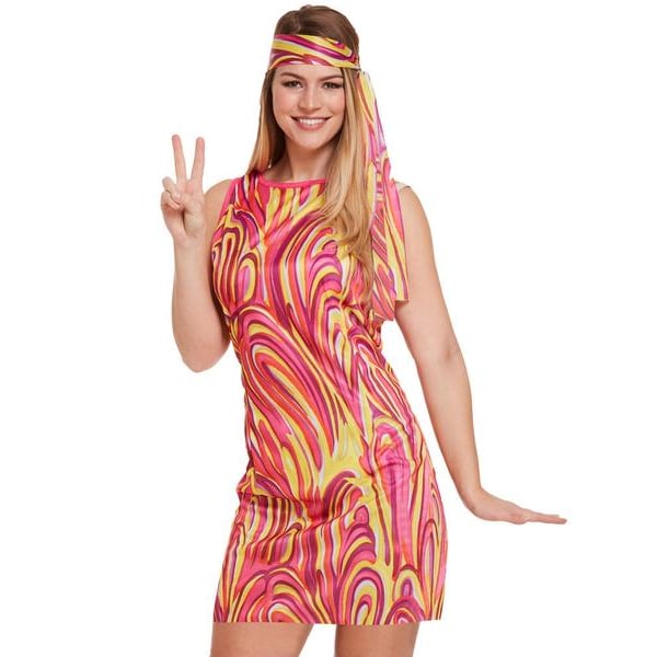 Flower Power klänning Maskeradkläder Halloween Multicolor one size