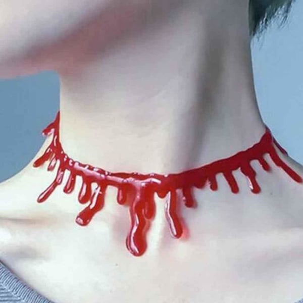 Halloween bloddroppande halsband blodvampyr vampyrhalsband Röd one size