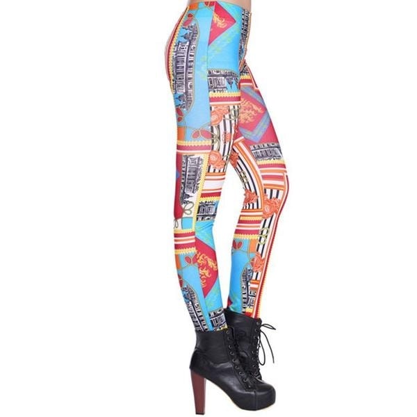 Färgglada mönstrade leggings multifärg one size