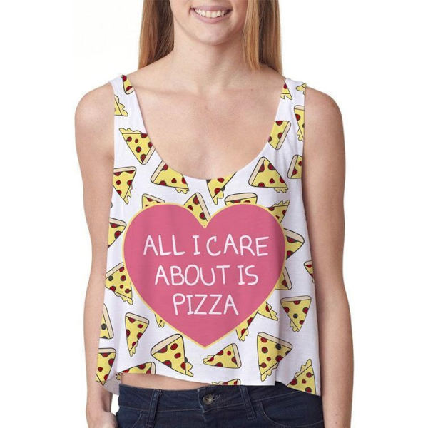 Allt jag bryr om är Pizza Crop Topp White XL