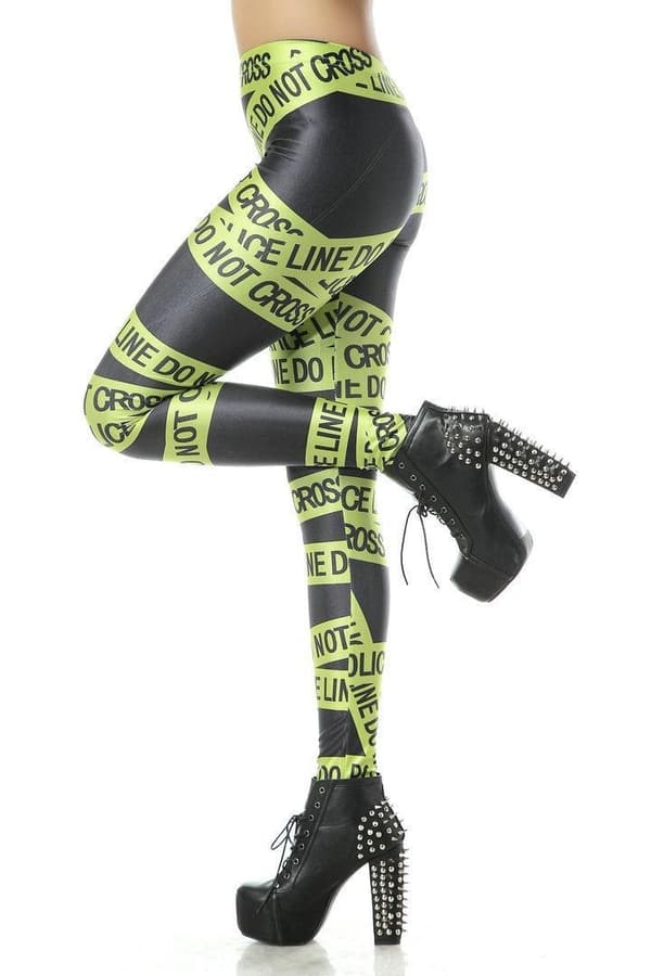 Grön Police Line Leggings multifärg M