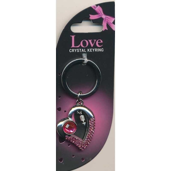 Crystal Keyring Love Hjärta med kristaller Pink one size