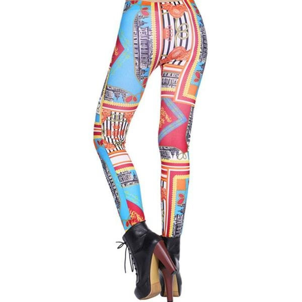 Färgglada mönstrade leggings multifärg one size