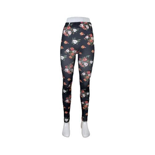 Svarta Leggings med Blommor Svart one size
