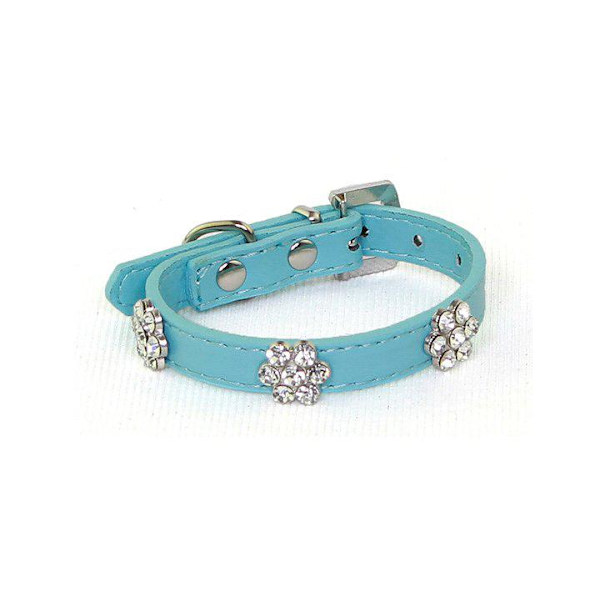 Hundhalsband med stenar i form av blomma M 2.0 x 42 cm LightBlue M