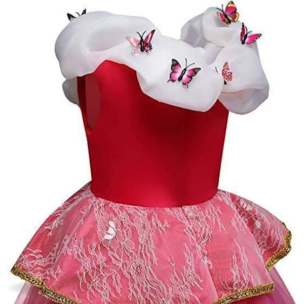 Elegant Rosa Prinsessklänning Törnrosa Maskeraddräkt Pink 152
