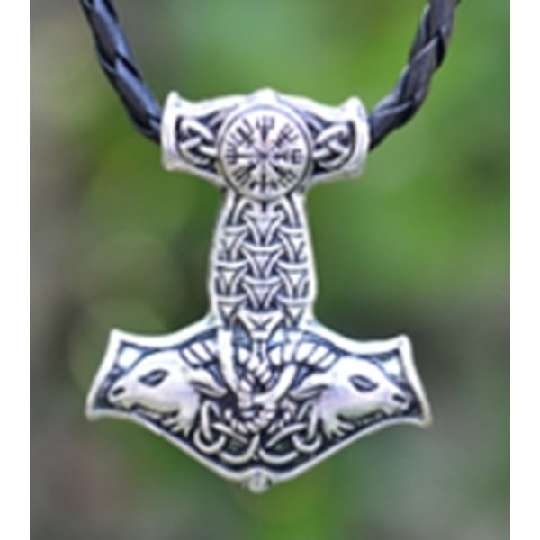 Nordiska vikingar amuletthänge halsband get Thors hammare halsband Silvergrå one size
