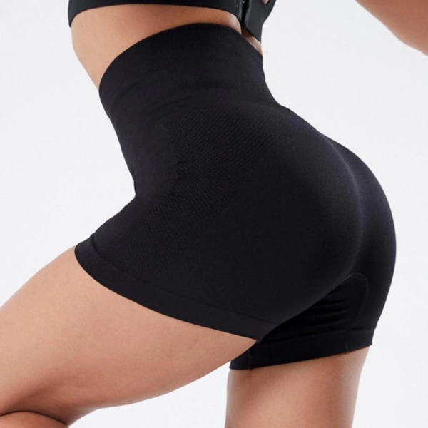 Svarta Fitness shorts med hög midja Black M