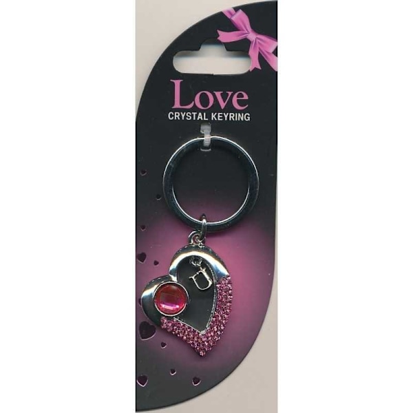 Crystal Keyring Love Hjärta med kristaller Pink one size