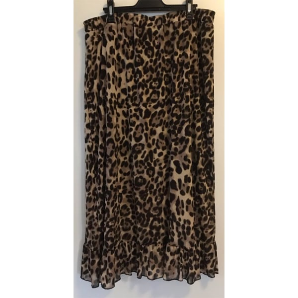 Leopard kjol fastsydd omlott och volang framtill 50-52 Zhenzi MultiColor 52